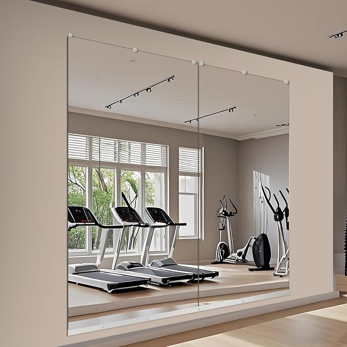 JAMBALAY Tempered Glass Home Gym Mirror, 2Pcs 48"x30" Large Gym Mirror, HD Large Full Body Mirrors for Dance, Yoga, Frameless, Fitness, Garage - Image 7