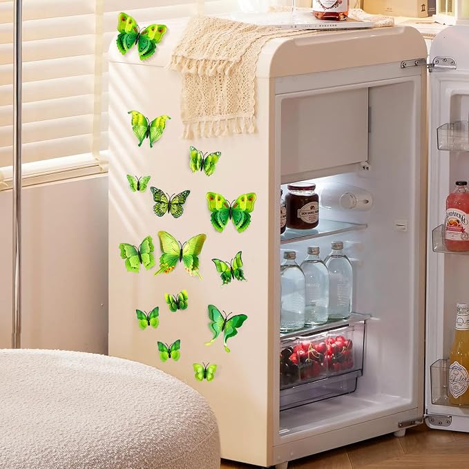 SAOROPEB 3D Butterfly Wall Decor, 48 Pcs Green Butterfly Decorations | Double Layer for Party Decorations Locker Decor Refrigerator Decal, Reusable - Image 4