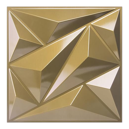 Art3dwallpanels 33 Pack 3D Wall Panel Diamond for Interior Wall Décor, PVC Textured Wall Panels, 12''x12'' Cover 32.Sq.Ft. Golden - Image 9
