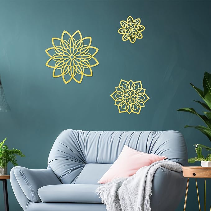 Zzbakress 3 Pcs Metal Flowers Wall Art Bathroom Wall Decor (Gold Elegant) | Farmhouse Flower Bathroom Decor Wall Decorations For Bathroom, Living Room, Office, Kitchen, Hallway And Outdoor - Image 8