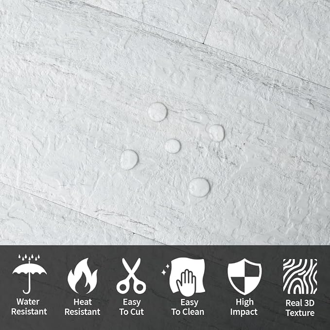 AULIGET 20-Piece Light Shale Peel and Stick Backsplash Wall Tiles, 6" x 12" PVC Faux Stone Stick on Tile for Backsplash Kitchen, Bathroom, Laundry Room, Camper, Fireplace - Image 4