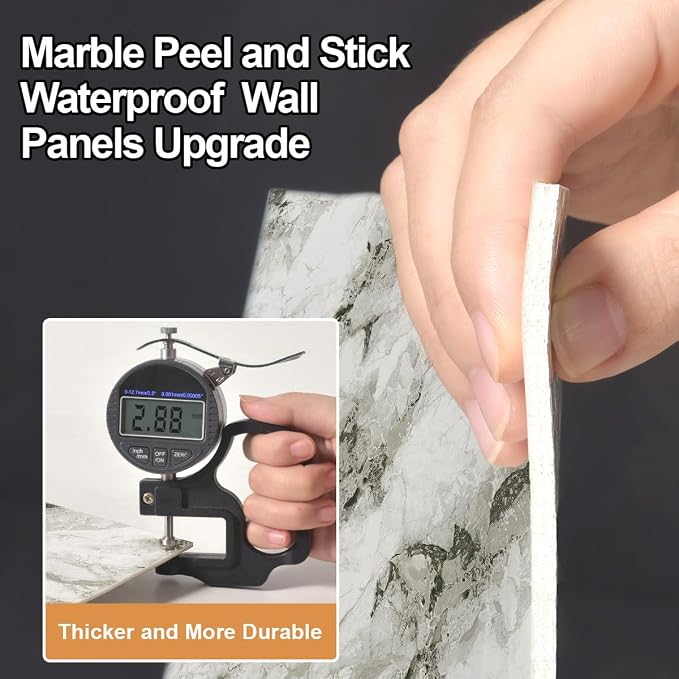 10 PCS Marble Peel and Stick Wall Panels 23.6"x11.8" Sticker | Self Adhesive, PVC, Waterproof Backsplash Tile for Bathroom, Kitchen, Living Room, Style9 - Image 4