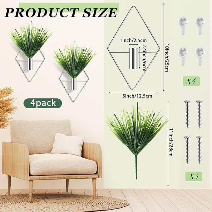 Canlierr 8 Pcs Wall Decor Hanging Planters, Aquatic Plant, Silver - Image 2