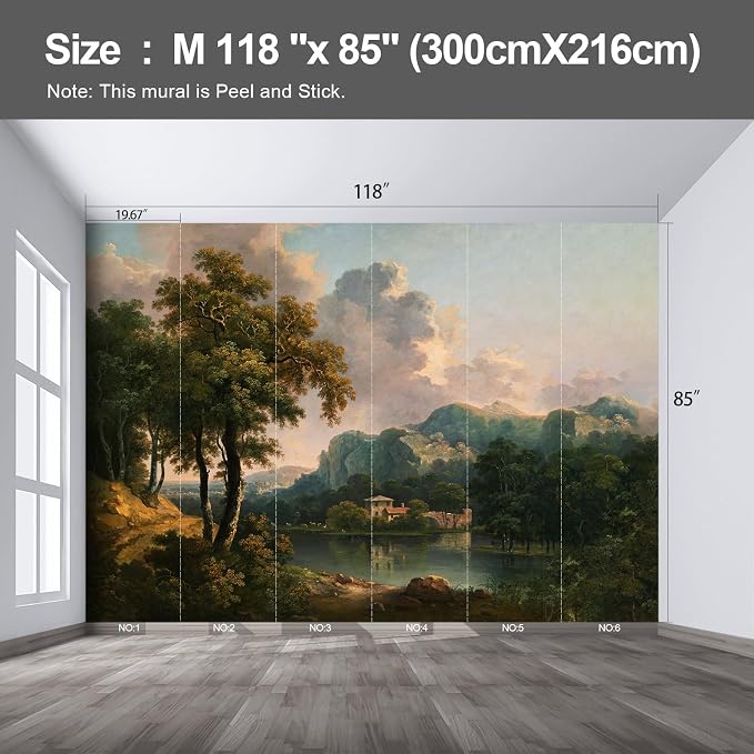 Forest Landscape Oil Painting wall murals Peel and Stick self Adhesive Wallpaper for Bedroom Living Room - 85"x118" - Image 2