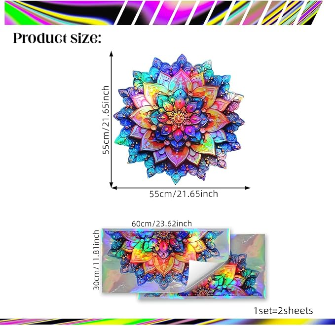 Runtoo Mandala Wall Decal Metallic Effect Peel and Stick 3D Lotus Floral Wall Stickers for Living Room Bedroom Yoga Headboard Decor - Image 5