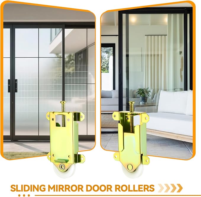 4 Pcs Sliding Mirror Closet Door Rollers Replacement, Metal Wardrobe Doors Wheels Replacement Assembly 1-1/2 Inch Nylon Concaved Ball Bearing Wheel for Sliding Mirror Doors - Image 6