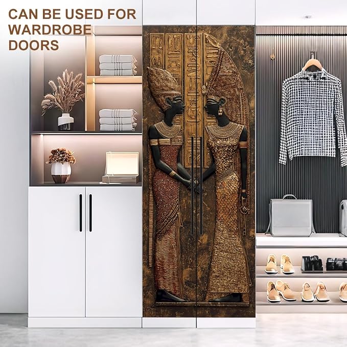 Ancient Egyptian Door Mural, Pharaoh Hieroglyphic Door Cover | Waterproof PVC, 30.3" W x 78.7" L; Egyptian art design for bedroom, entryway, office or study doors. - Image 8