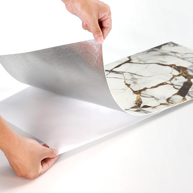 Haimin 3D Wall Panels Peel and Stick Marble Tile Look 10 Pack Waterproof | Lightweight, each 23.6x11.8in, total 19.4 sq ft. Kitchen & bath backsplash, bedroom/living rm decor. Marble-look faux tile. - Image 7