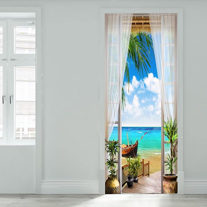 artfanke 3D Door Sticker Peel and Stick 33.5"x84.6" - Seascape Self-Adhesive Door Decal Wall Murals Wallpaper Waterproof for Home Bedroom Decor (2 Sheets/Set) - Image 3