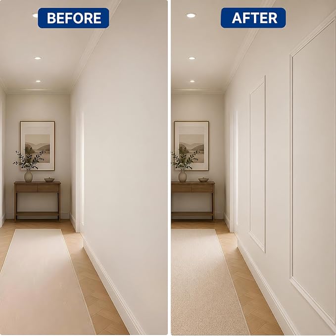 3 Set Peel and Stick Wall Molding Kit,Pre Cut Wainscoting Panels,24x72in | Self Adhesive,Paintable,PVC,Premade - Image 6