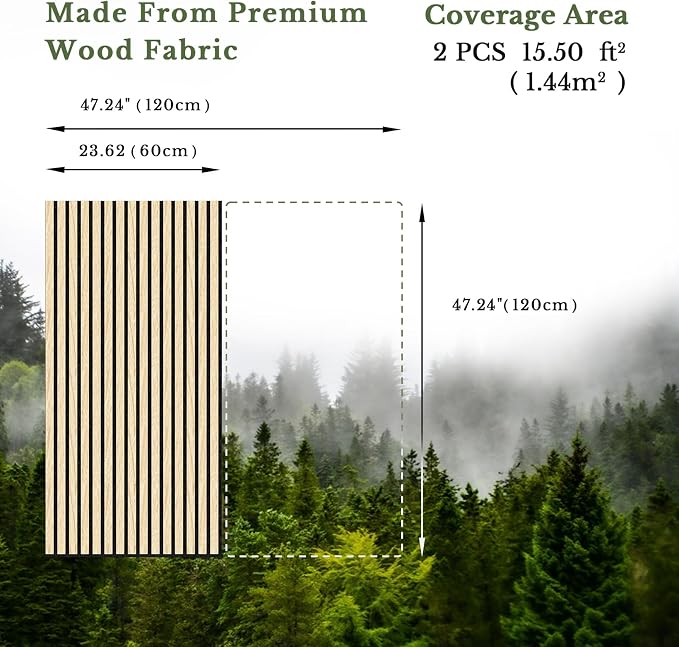 MISSDAY Wood Slat Acoustic Wall Panels, 2 Packs 47.2" x 23.6" Oak Soundproof Panel For Interior Wall Decor Noise Absorbing-3D Textured Wooden Panel Sound-Absorbing for Home, Office, Studio - Image 5