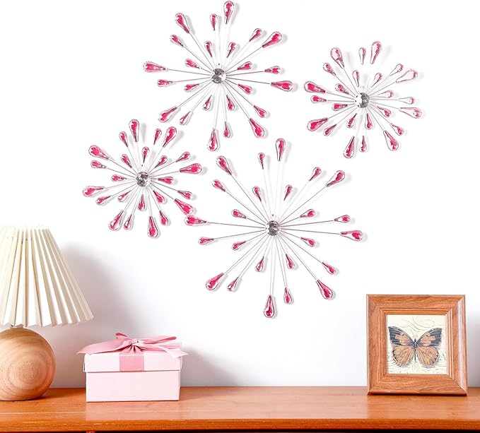 Hicarer 4 Pcs Starburst Wall Decor, Pink Wall Art - Image 6