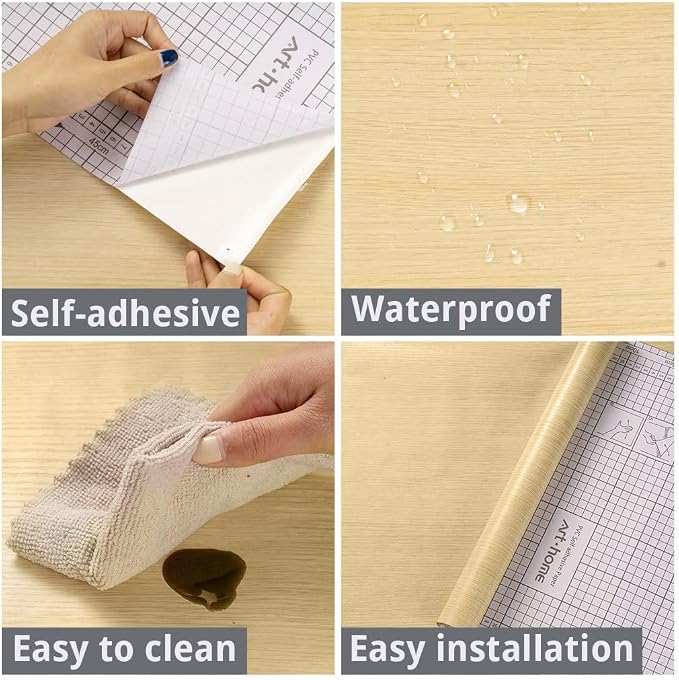 Arthome 16.5" x393"Peel and Stick Oak Wood Contact Paper Self-Adhesive Wall Paper,Decorative Vinyl Film for Countertop, Cabinets, Shelf, Drawer Liner,Easy to Clean Removable Wall Covering - Image 6