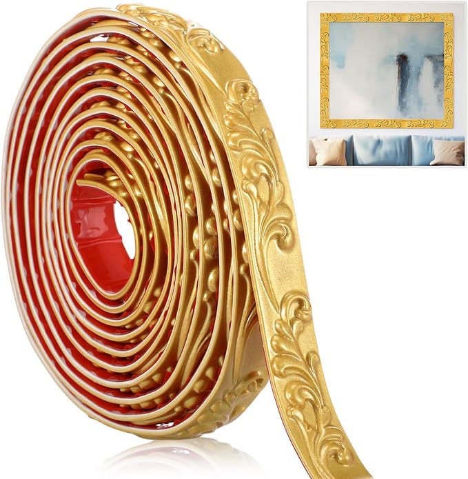 Champagne Gold Peel and Stick Crown Molding Trim, 13.1 ft X 1" by Sacubee