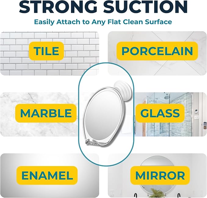 HONEYBULL Fogless Shower Mirror for Shaving with Suction Mount, Chrome - Image 4