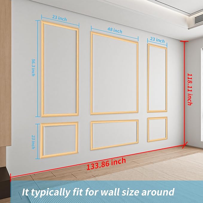 Art3d Pre-Cut Wall Molding Set of 6 pcs, 3 Top 3 Bottom, Oak | Ready-to-Assemble Wainscoting Panel, High-Impact, Precision Pre-Cut, DIY-Friendly, Ideal for Indoor Wall Decor, Accent Walls - Image 6