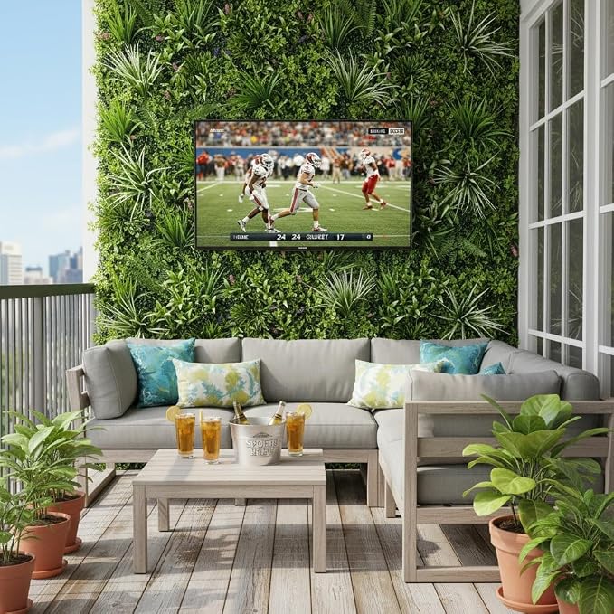 Artificial Greenery Wall, 40''x 20'' Plant Panels, UV-Anti Faux Grass Wall | 3D Green Backdrop, Garden Privacy Fence Screen, Boxwood Hedge Leaf Covering, Indoor/Outdoor/Balcony/Patio Green Wall Decor - Image 8