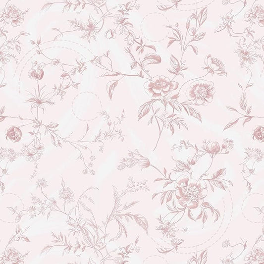 Ismoon Floral Wallpaper Peel and Stick Pink Stick on Wall Paper Vintage French Contact Paper for Cabinet Textured Removable Self Adhesive Wallpaper Vinyl Roll Shelf Deco, 17.3x787in by Ismoon