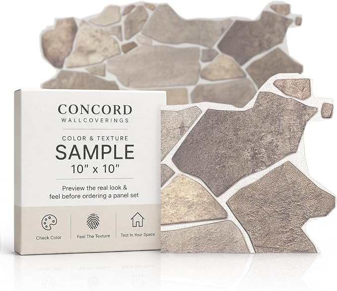 Sample 3D Faux Stone Wall Panel, 10" x 10", Material & Finish Preview | Cut from Full-Size Product to Verify Appearance Before Ordering (Not a Full Panel) by ConcordWallcoverings