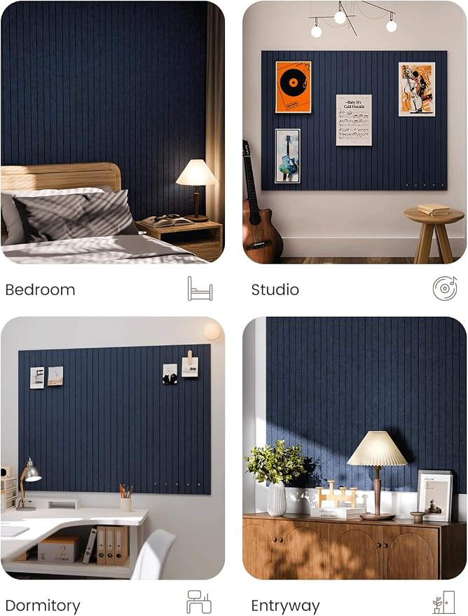 Fluxynara 48" x 36" Large Felt Bulletin Board, Carbon Blue | 12 Pack Cork Board Alternative with 60 Safe Adhesive Tabs, Pin Boards for Wall Decor, Home, Office, Classroom,Dorm - Image 7