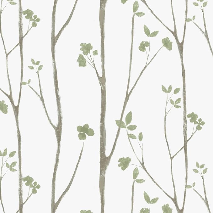 Timeet Green White Leaf Floral Boho Wallpaper 16" x 393.7" Self-Adhesive Removable Peel and Stick for Walls Covering by Timeet