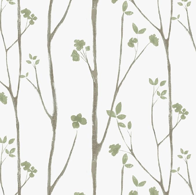 Timeet Green Leaf Wallpaper 16" x 197" Boho Floral Peel & Stick Removable Wallpaper for Bathroom, Bedroom, Kitchen, Accent Wall, etc. by Timeet