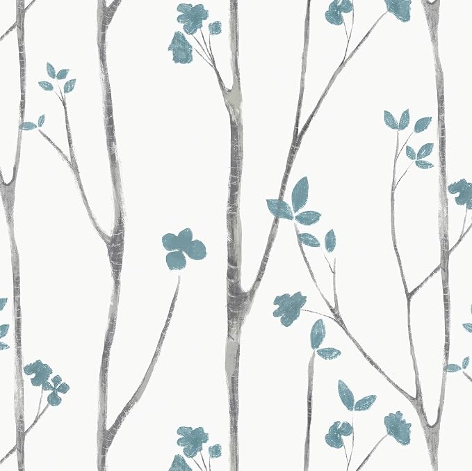 Timeet Peel and Stick Wallpaper Floral Wallpaper Boho Floral Contact Paper 16.14"x197" Blue White Leaf Self Adhesive Removable Wall Paper for Bedroom Bathroom Dector by Timeet
