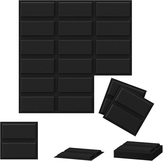 12 Pack 3D Wall Panels for Interior Wall Decor, Accent Wall Panels for Office Living Room Bedroom Hotel Lobby, 12''x12'' Fiber Chocolate Wallpapers Cover 12.Sq.Ft（Black） - Image 8