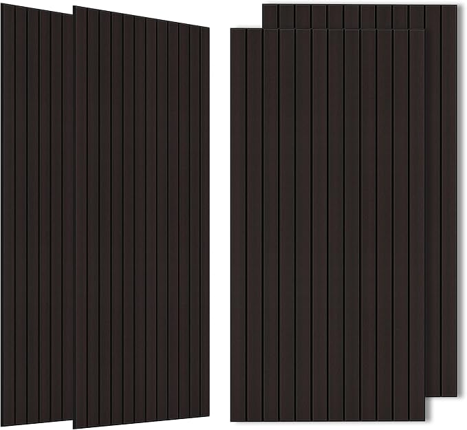 Acoustic Wall Panels,4 Pack 47.2”x23.6”x0.35” Sound Panels,Ebony | Simulated Wood Grain Finish Wall Panels,Decorative PVC Wood Veneer Soundproof Panels for Wall, High-Density Polyester Fiber by AUTORIFIC