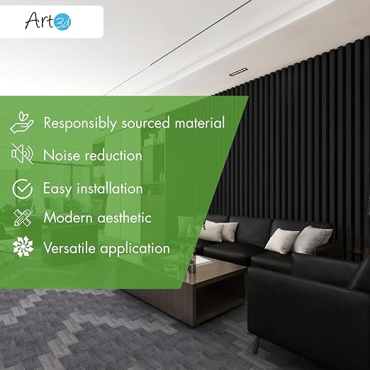 Art3d 4-Pack 12" x 24" Soundproof Wood Slat Panels, 8 sq.ft Acoustic Wall Panels, 3D Wall Panels with Wood Slat Design, Decorative Wood Wall Panel for Accent Walls-Grey Oak - Image 6