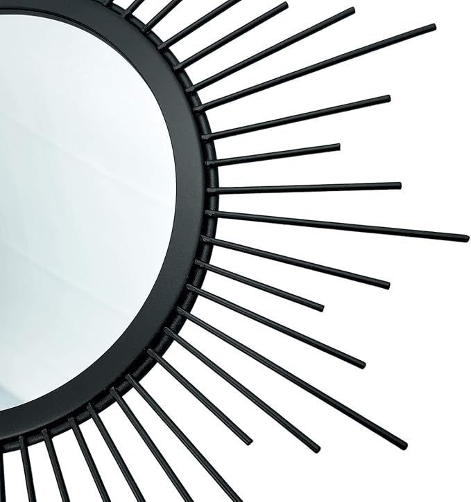 3 Pack Metal Mirrors for Wall Sunburst Wall Mirrors Home Décor Decorative Hanging Wall Art for Living Room Bedroom Entryway (Black, Flower+Sunburst) - Image 6