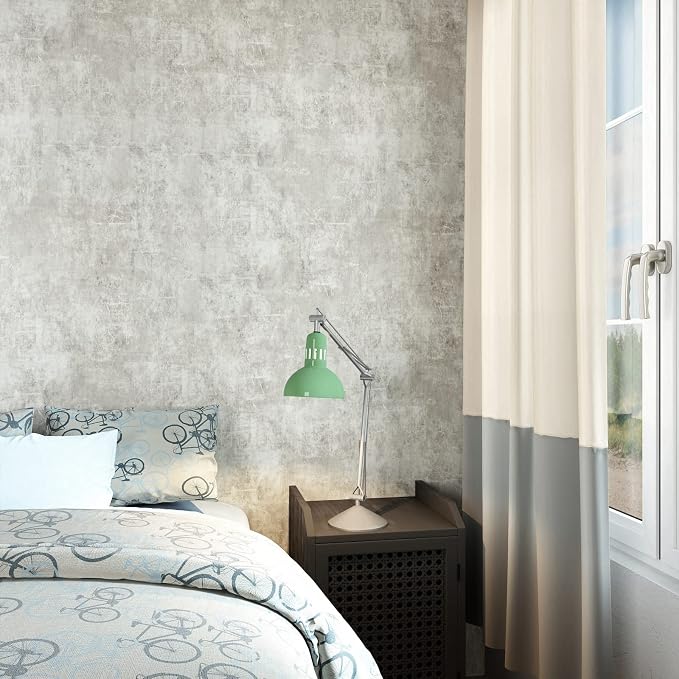 VEELIKE 15.7''x354'' Concrete Contact Paper for Countertops Waterproof Light Concrete Wallpaper Textured Peel and Stick Limewash Wallpaper Self Adhesive Cement Murals Removable for Cabinets Furniture - Image 5