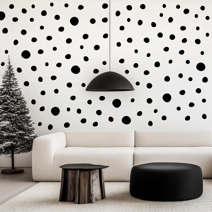 TaoBary 15 Sheet 300 Pcs Irregular Polka Dot Boho Wall Decals,Black | Removable Modern Vinyl Boho Wall Stickers Terrazzo Pattern for Playroom Bedroom - Image 6