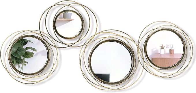 Hicarer 4 Pcs Decorative Wall Mirror Round Modern Circle Mounted Mirror Metal Wall Art Decor for Bedroom Living Room Entryway Dining Room Hallway (Bronze) - Image 2