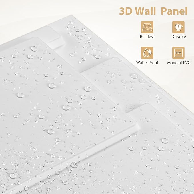 Heikki 30 Pack 3D Wall Panel for Interior Wall Décor, PVC Flower Textured Wall Panels for Living Room Bedroom Hotel Office, 11.8"x11.8", Double-Sided Tape (White-YJ) - Image 2