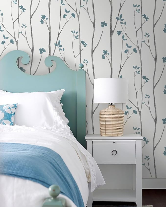 Timeet 16."x393.7"Blue Wallpaper Peel and Stick Wallpaper Leaf Wallpaper Floral Leaf Wallpaper Blue White Contact Paper Removable Wallpaper Self Adhesive Wallpaper Bathroom Wallpaper - Image 5