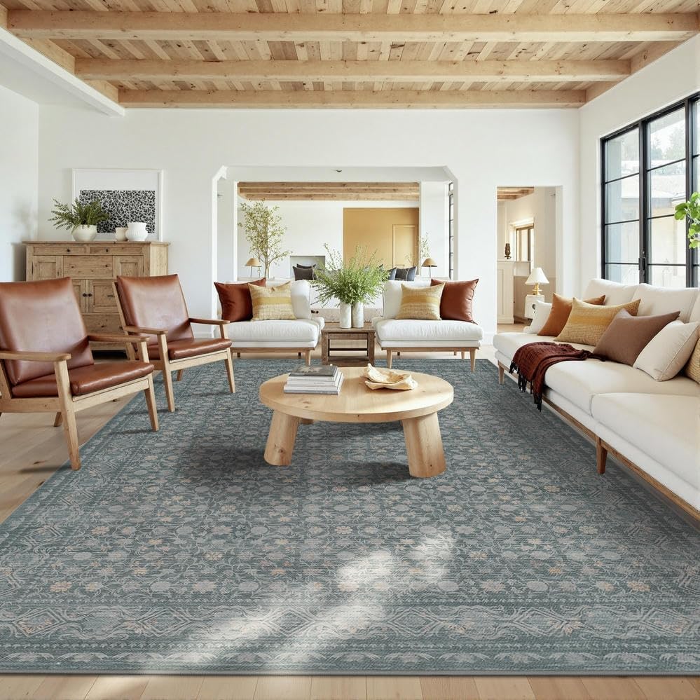 Rugxara 10x14 Washable Area Rug for Living Room, Extra Large,Vintage Boho by Rugxara