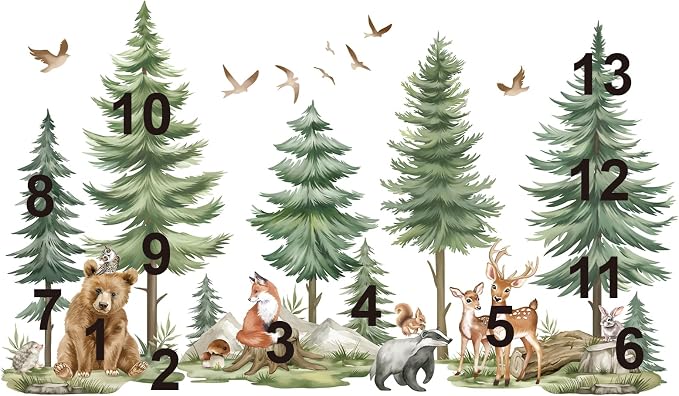 wondever Mountain Tree Wall Decals Forest Animals Bear Deer Wall Stickers | Peel and Stick, Removable, Wall Art Decals, Wall Decoration, Kids Room, Bedroom Baby Nursery Playroom Decor - Image 6