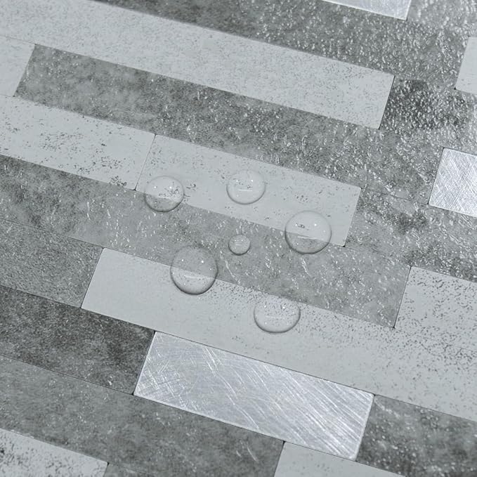 AULIGET 20 Sheets Faux Stone Peel and Stick Backsplash, Grey Slate Look PVC Wall Tile Stick on Backsplash for Kitchen and Bathroom - Image 3