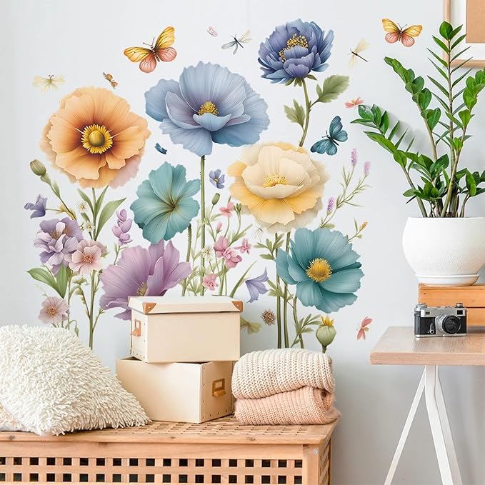 TUOKING Flowers Wall Stickers Decor,Removable Wall Murals | Peel and Stick Modern PVC Wall Art Decal Home Decor for Kitchen,Bedroom,Living Room - Image 4