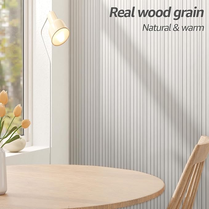 Art3d 108 x 6 in WPC Wood Slat Wall Panels, 3D Wall Accents, 8-Pack, White | Real Wood Grain, Durable, Water Resistant, Wear-Resistant, No Emission, Eco-Friendly, Easy to Care, for Living Room, Bedroom - Image 6