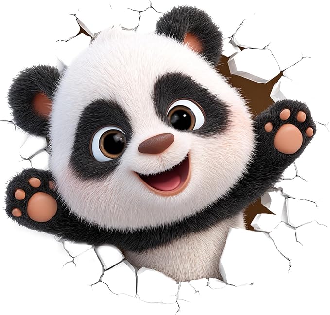 Cute Panda Wall Decals Stickers, Cartoon Animal Wall Art Peel and Stick, Removable Vinyl Wall Decor for Bedroom, Living Room, Playroom, Home Decoration by THISFIND