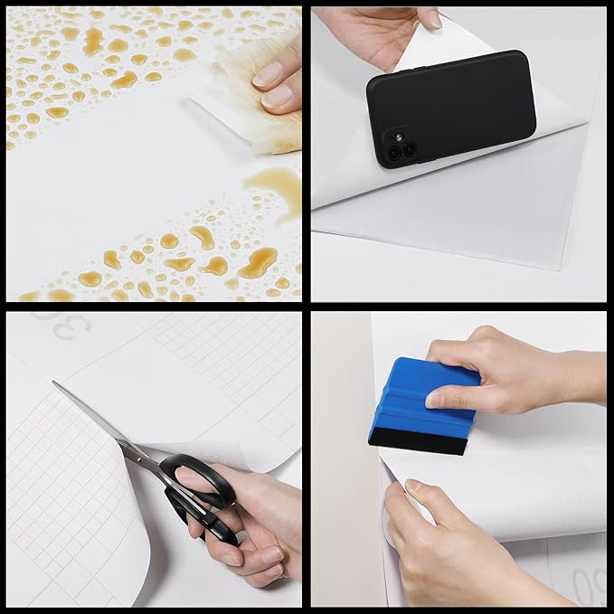 White Contact Paper Solid White Peel and Stick Wallpaper Matte Self Adhesive Waterproof Vinyl Roll for Bathroom Kitchen Cabinets Shelf Liners Drawers A Set of 17.3"x480" - Image 6
