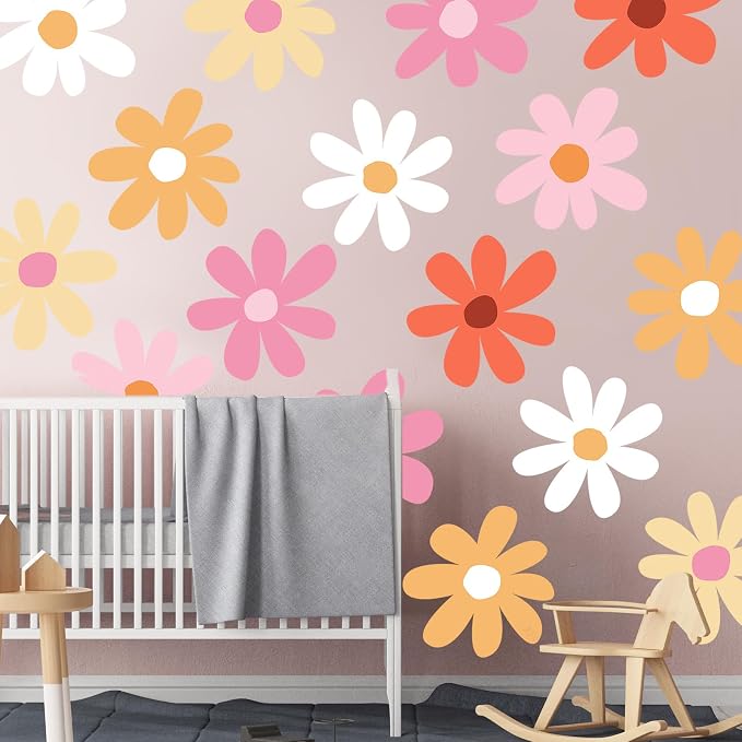 TaoBary 12 Sheet Daisy Wall Sticker Decal Removable Big Flower Sticker | Colorful Flower Wall Sticker, Large Floral Decal, Daisy Bedroom Room Decor, Peel and Stick, Nursery Home Wall Decor - Image 4
