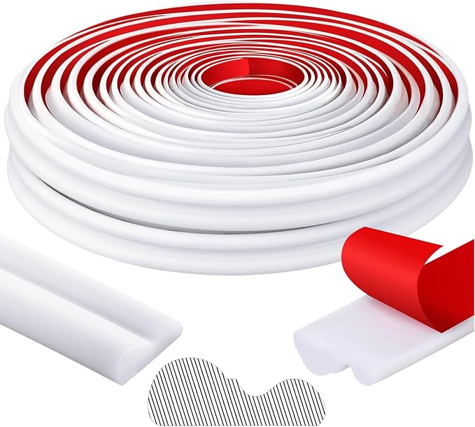 32.8ft x 0.9 Inch Flexible Peel and Stick Molding Trim for Wall, Baseboard, Backsplash, Tile Edge, Chair Rail, Mirror-self Adhesive Moulding Trim for Bathroom Wall Door Floor Window, White by Innconee
