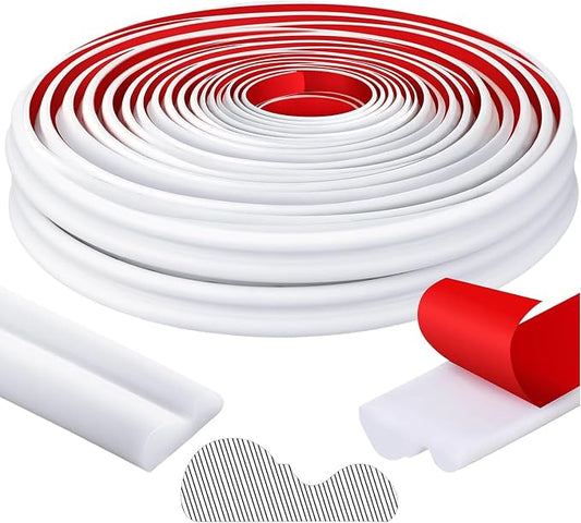 32.8ft x 0.9 Inch Flexible Peel and Stick Molding Trim for Wall, Baseboard, Backsplash, Tile Edge, Chair Rail, Mirror-self Adhesive Moulding Trim for Bathroom Wall Door Floor Window, White by Innconee