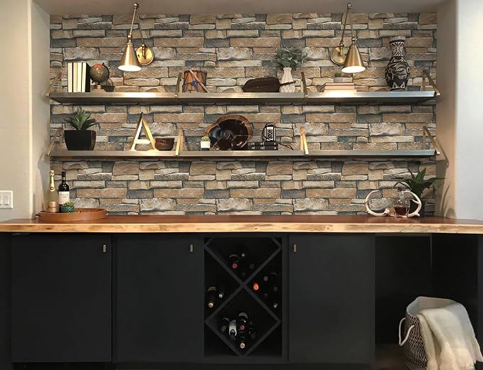 Timeet Brick Wallpaper Self-Adhesive Peel and Stick Wallpaper Waterproof Stone Wall Paper for Backsplash Decorative Home Decoration and Furniture Renovation 17.7"×393.7" - Image 6