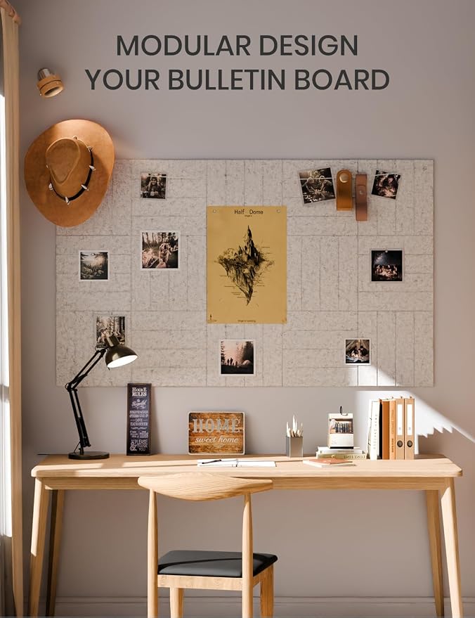Fluxynara 36" x 24" Large Felt Bulletin Board, Light Gray | 6 Pack Cork Board Alternative with 30 Safe Adhesive Tabs, Felt Pin Boards for Wall Decor, Home, Office, Classroom, Dorm - Image 6