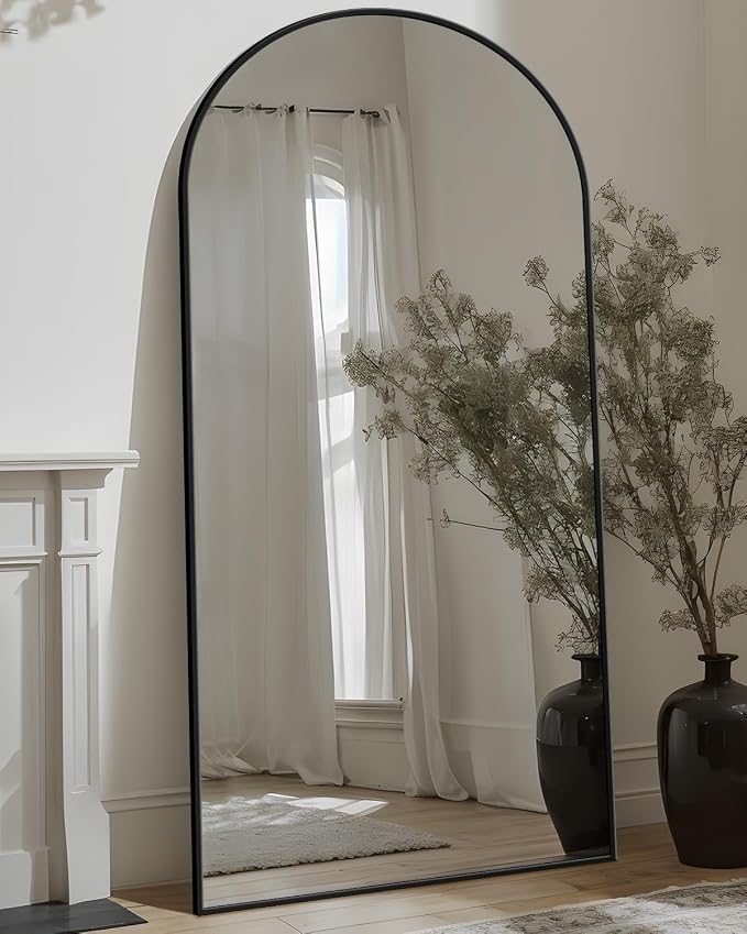 Antok Full Length Mirror, 76"x34" Floor Mirror with Stand, Black, Arched by AntokMirror