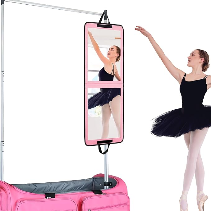LPHUMEX Pink Portable Folding Dance Kit - 32x13 Full Length Mirror by LPHUMEX